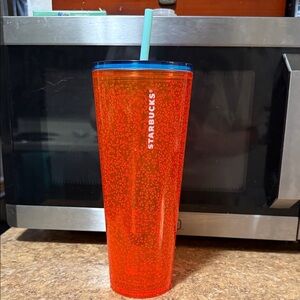 Starbucks Vibrant Red Tumbler with Blue Top